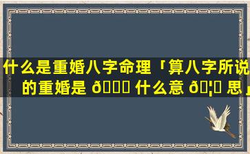 什么是重婚八字命理「算八字所说的重婚是 🍀 什么意 🦁 思」